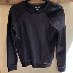 Trouve Black Crew Neck Sweater with Ribbed Cuffs
